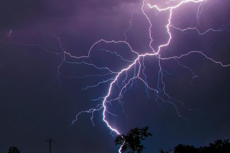 A stunning lightning strike captured during a thunderstorm in Flavin, Occitanie, France.